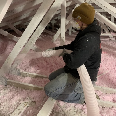 Adding blown-in insulation to attic